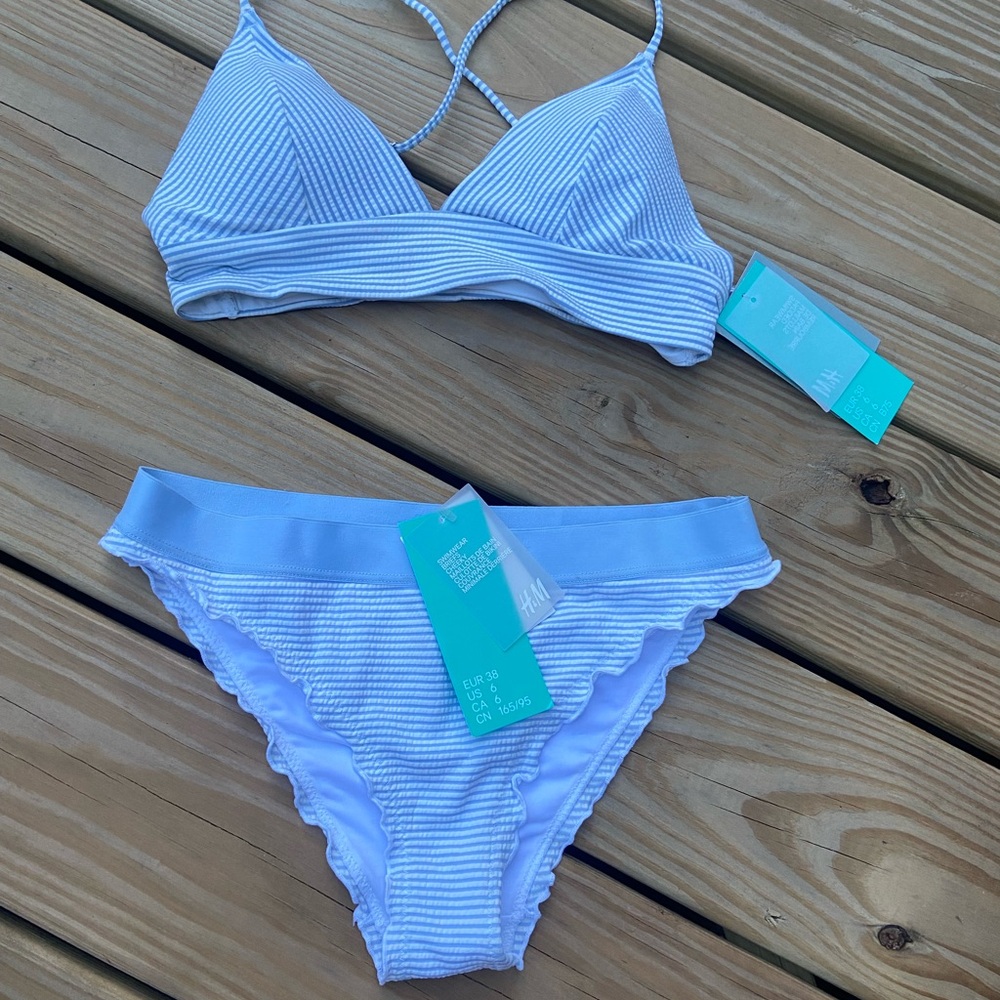 Striped Blue Bikini Set